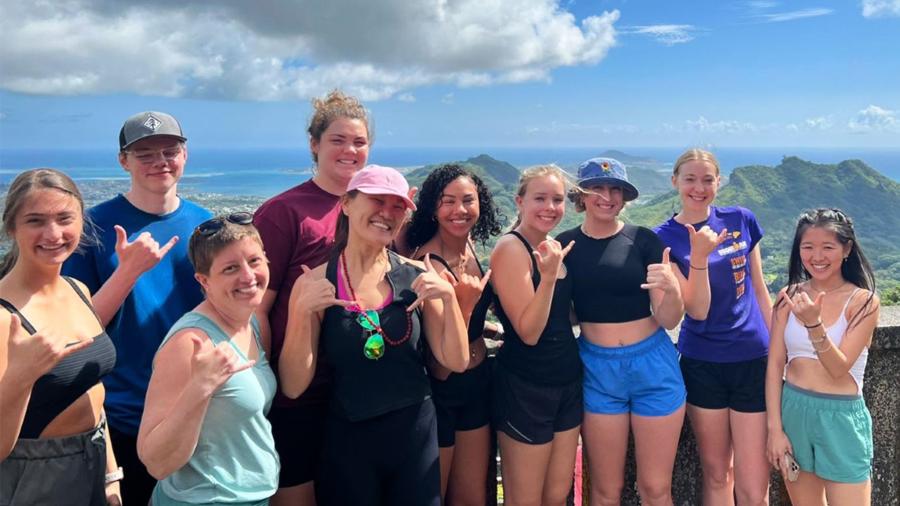 Erin O'Brien and fellow students on a study abroad trip to Hawaii.