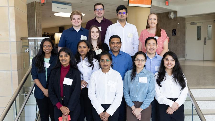 Food science and technology students and Professor Mitra on Research Day