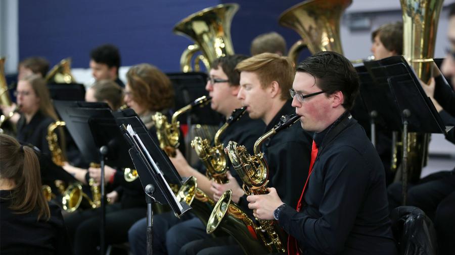 Symphonic Band plays at commencement.