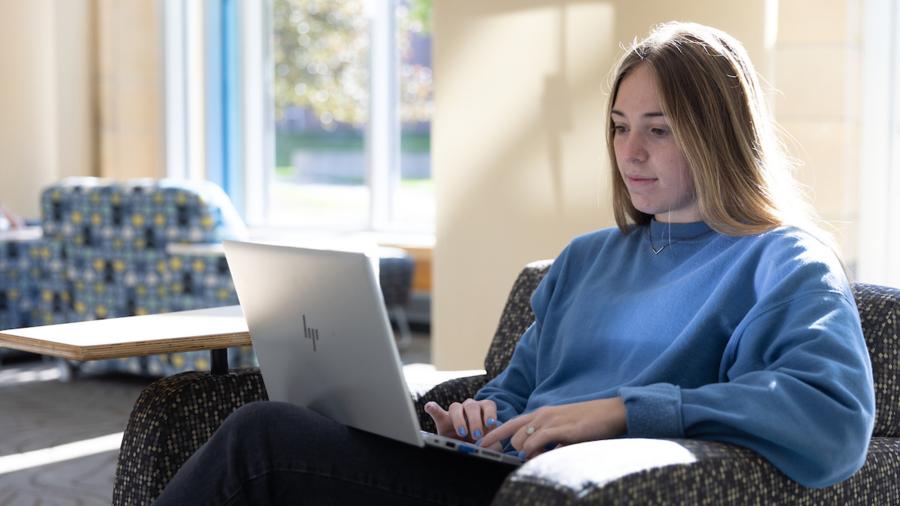 Student studying in the Memorial Student Center