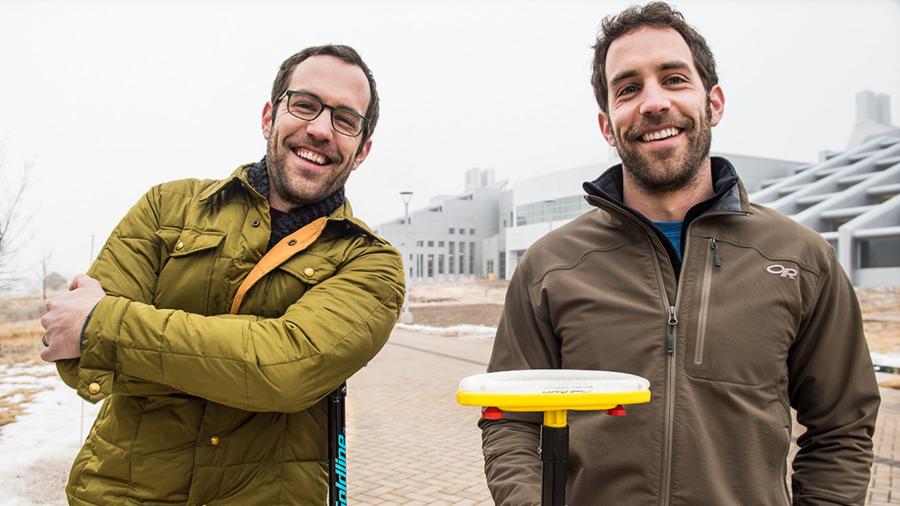 Vincent, at left, and Lance Wheeler in 2015, when both were working at the National Renewable Energy Laboratory