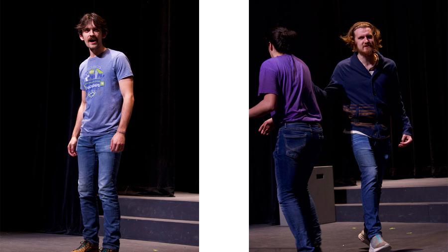 Be More Chill rehearsal, Nick Michaelson, Brayden Thomas and Trevor Zeyen