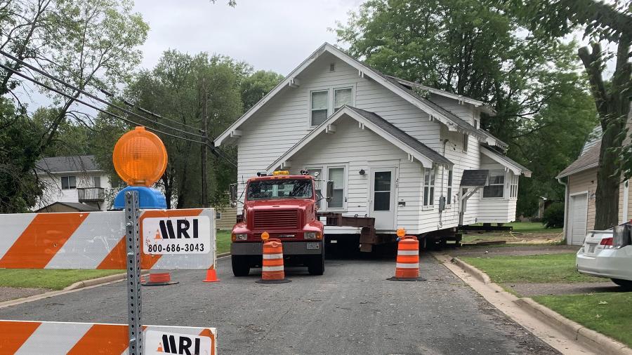 A recent surplus object at UW-Stout was a house, which was sold to create more student parking and moved off campus to a south side residential area.