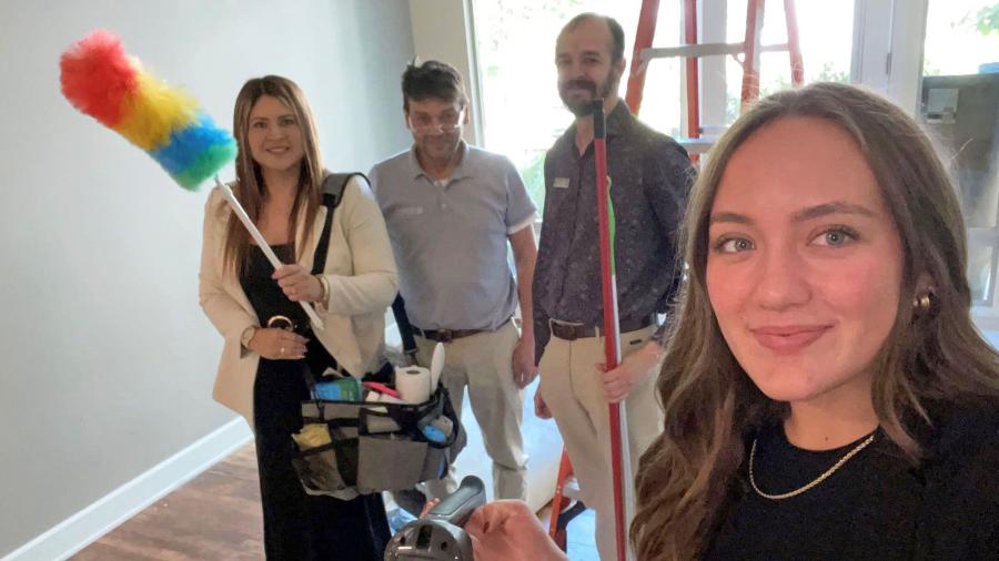 Bailey Jacque preparing an apartment with Weidner staff