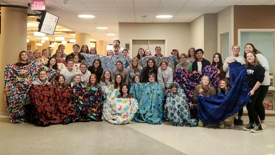 Service Club's tie blankets. Photo by Kalie Dahl