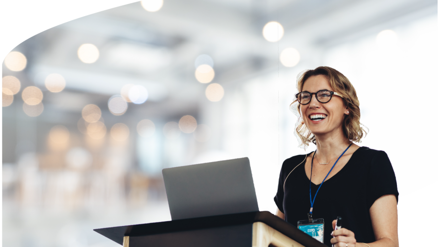 Professional leads a group training.