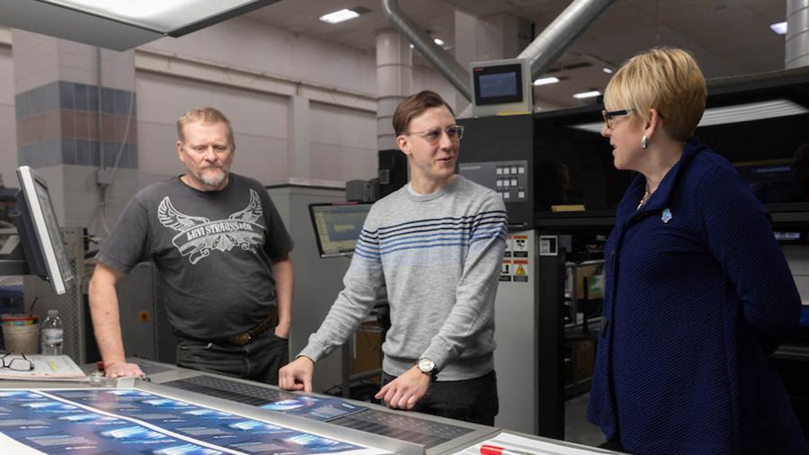 Chancellor Frank and Jake Cater at Spectra Print
