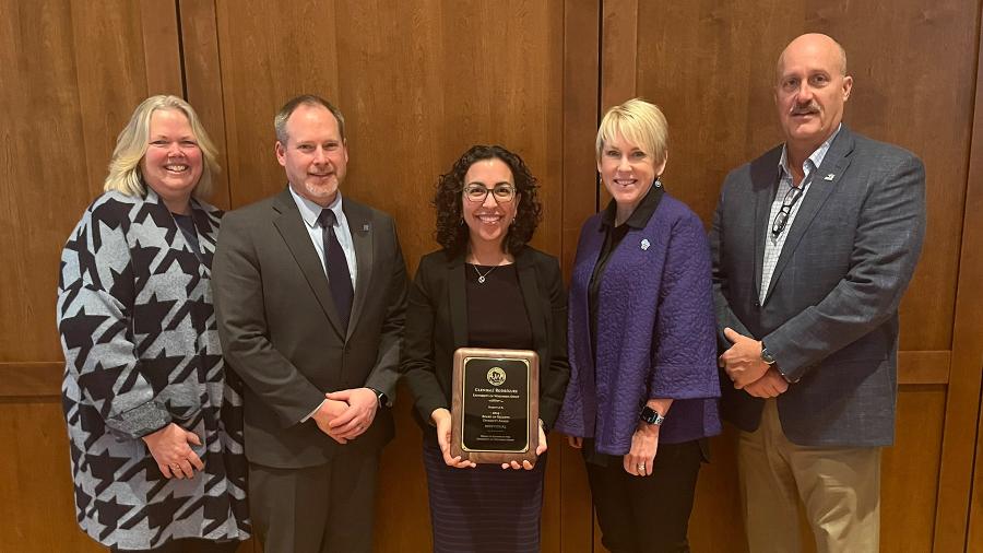 Provost Glendali Rodriguez with UW-Stout leadership at awards ceremony