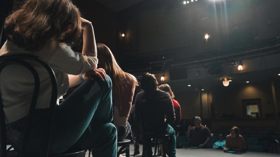 Student cast members of theater production of 'Dogfight'