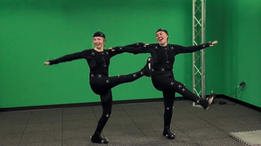 Alayna Reps and Izzy Swanson in Motion Capture Studio