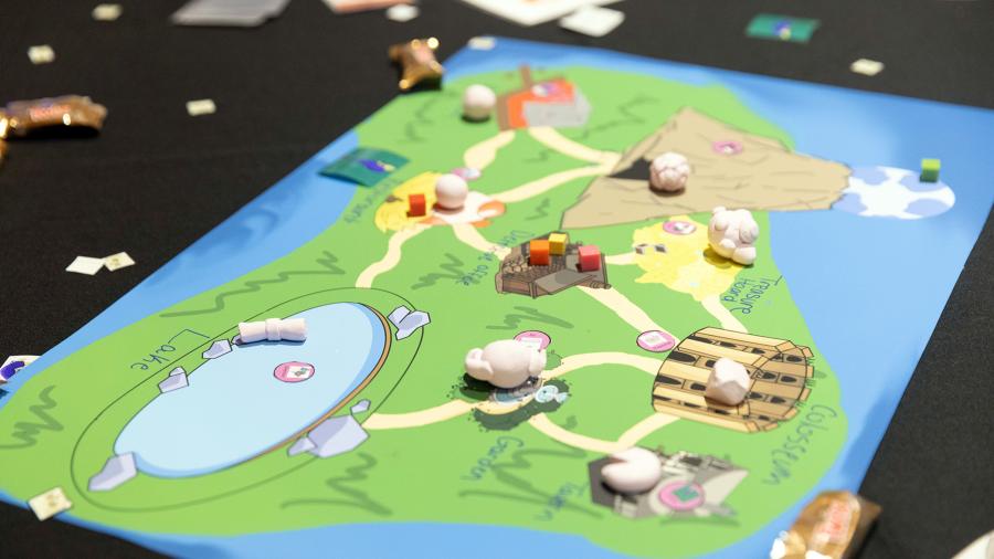 Creating board games, such as this student project, are part of the game design program.