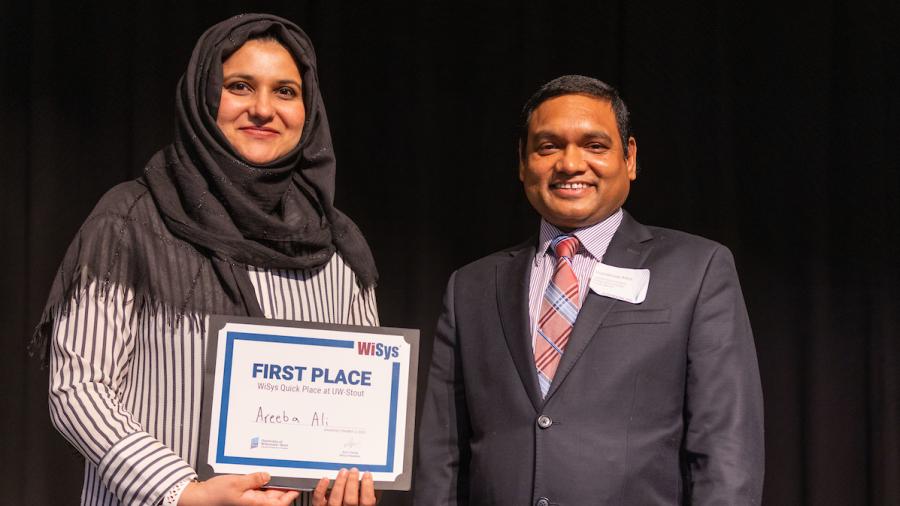 Inspiring grad, Areeba Ali and Dr. Pranabendu Mitra