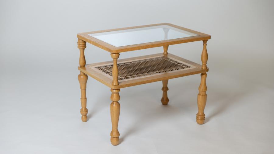Annamarie Burch's side table design, incorporating a brass grate
