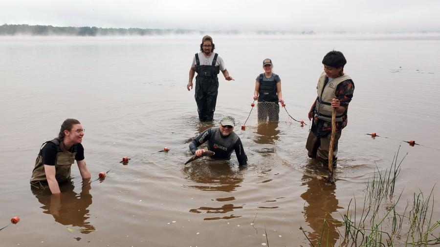 Summer ichthyology students on Lake Superior