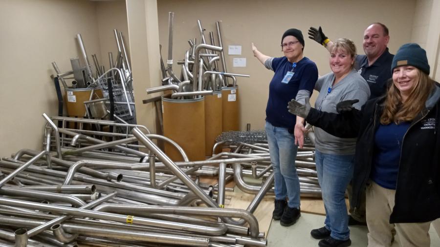After stainless steel was delivered to campus, the cows took shape in the lab.