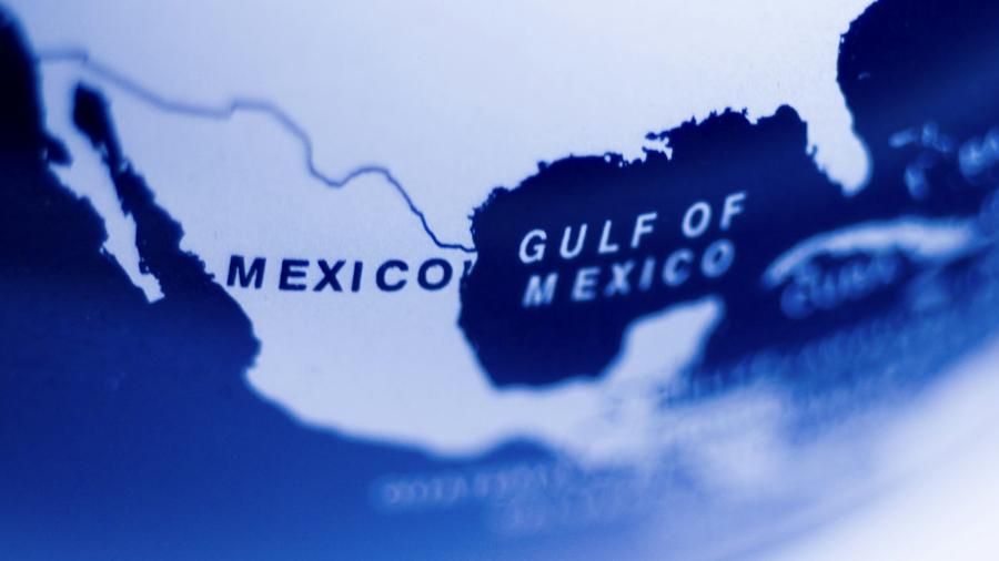 Image of a world map focusing on the Gulf of Mexico region.