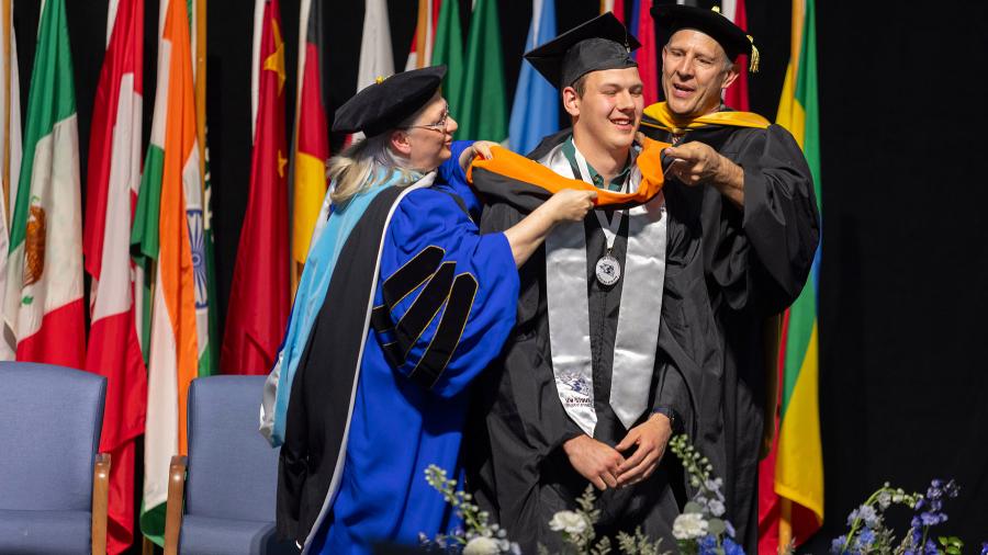 Brandon Dick receives his graduate degree at UW-Stout's May 10 commencement.