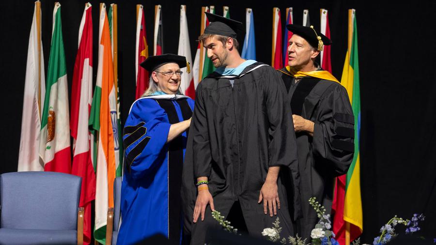 Lucas Zuiker receives his UW-Stout degree on May 10, 2025.