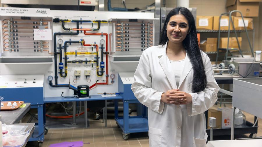 Mridini Upadhyay poses in a UW-Stout lab.