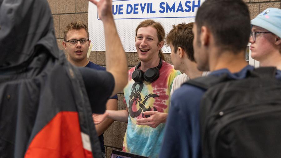 Students gather at an involvement fair