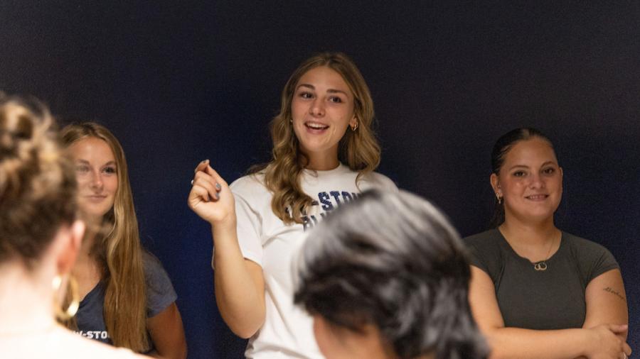 Students gather at an involvement fair