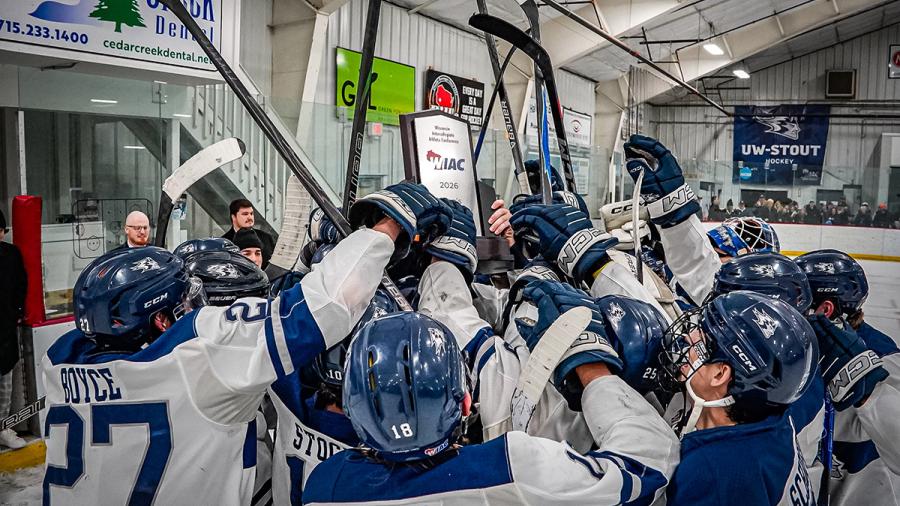 Hockey players celebrating