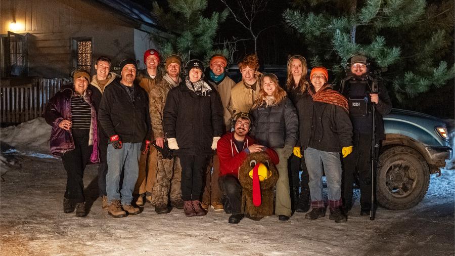 You Must Destroy film crew on set near Grand Marais