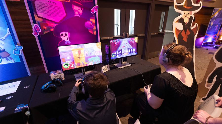 People playing video game