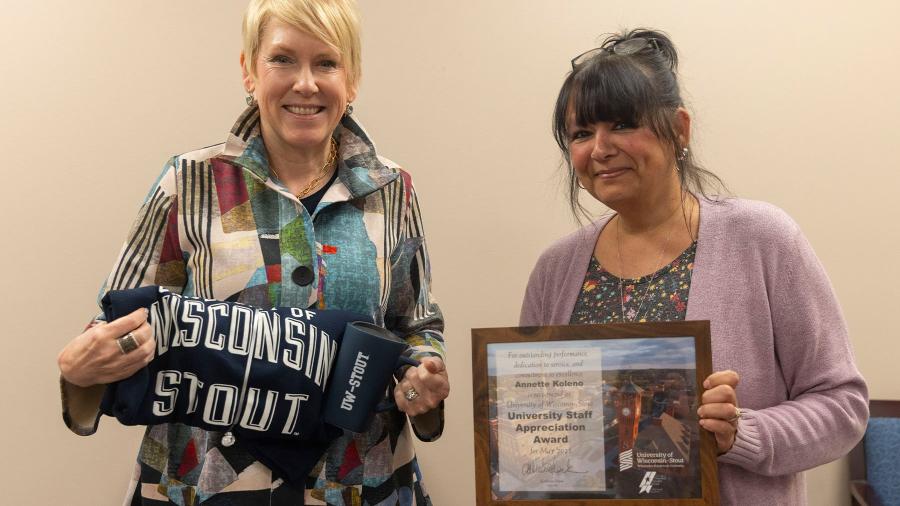 Annette Koleno and Chancellor Katherine Frank