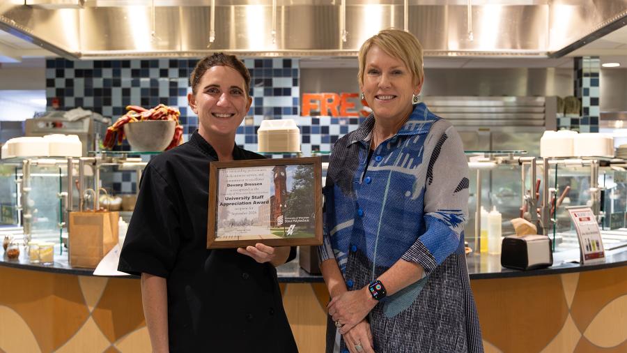 Devany Dressen and Chancellor Katherine Frank