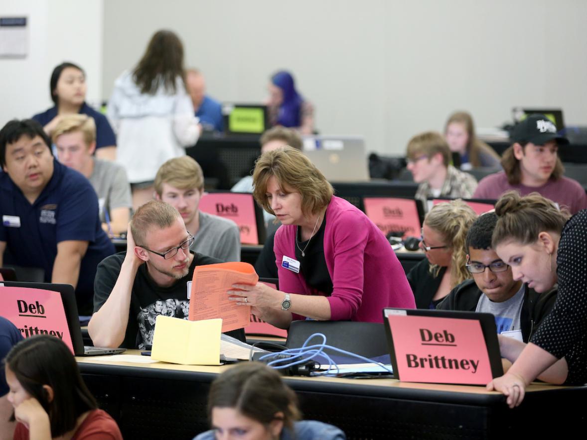 Students register for classes during First year registration and orientation
