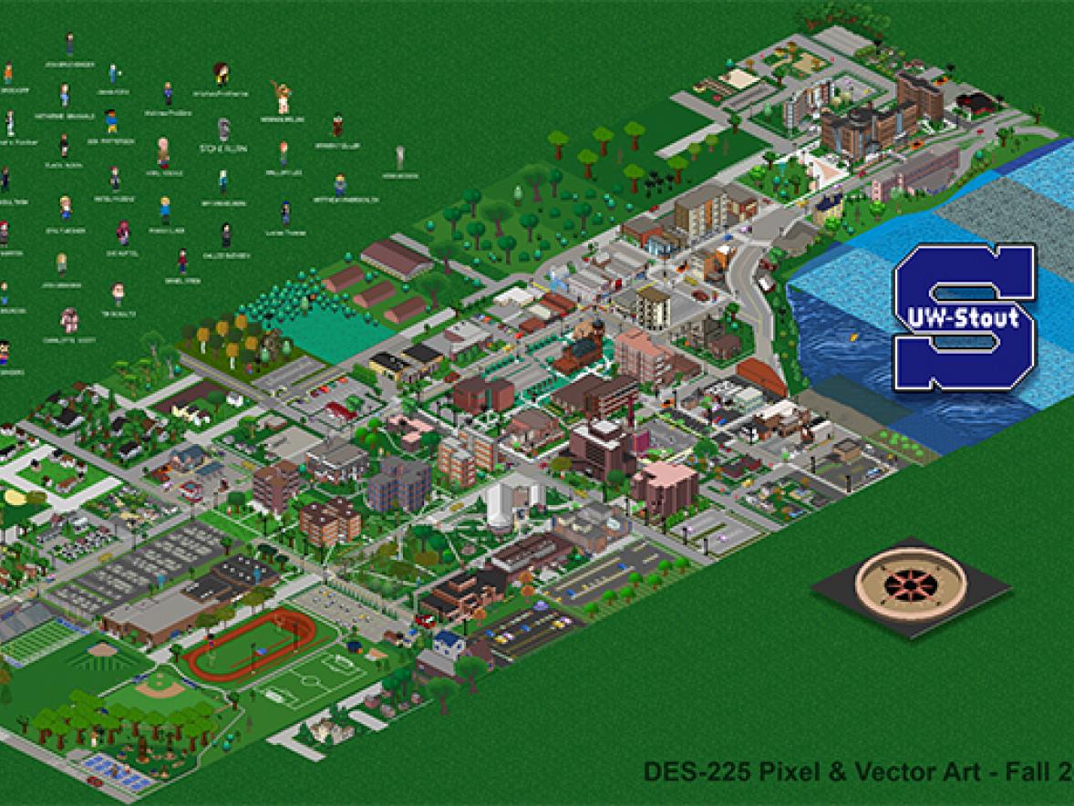 uw stout campus map Pixel And Vector Art Students Create Campus Map In Pixel Art Style uw stout campus map