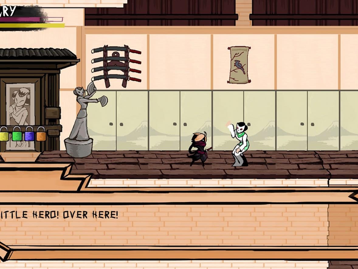 A screenshot from Ninja Scarf, a PC game that will be released on Steam Friday, June 5. Justin Bryant, a recent UW-Stout graduate, and senior Katelyn Zenz will be competing in the WiSys’ Wisconsin Big Idea Tournament with their business that developed the game, 20 Credit Studio.
