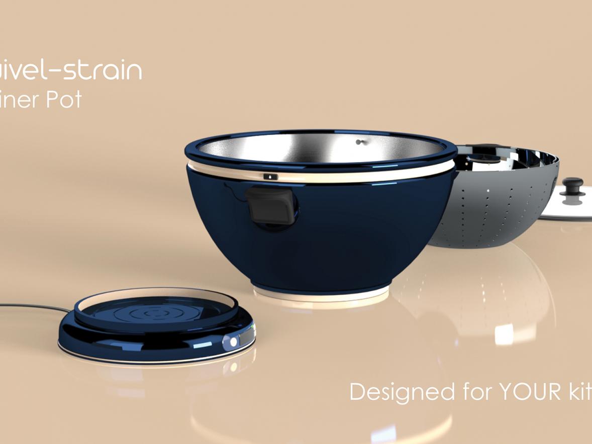 Kyle Cleven’s design of a swivel-strain pot.