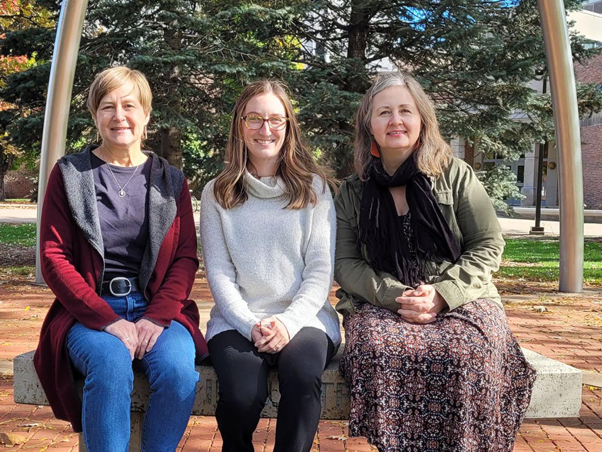 From left, UW-Stout interior design professors Julie Peterson, Nicolette Brehm and Shelley Pecha, who recently became WELL accredited professionals.