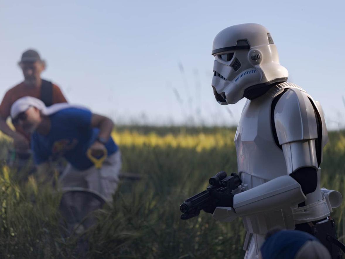 A storm trooper being filmed during “The Legend of Lex Zander,” a Make-A-Wish Foundation of Minnesota film that includes animation made by UW-Stout students. Photo courtesy Kari Jo Skogquist