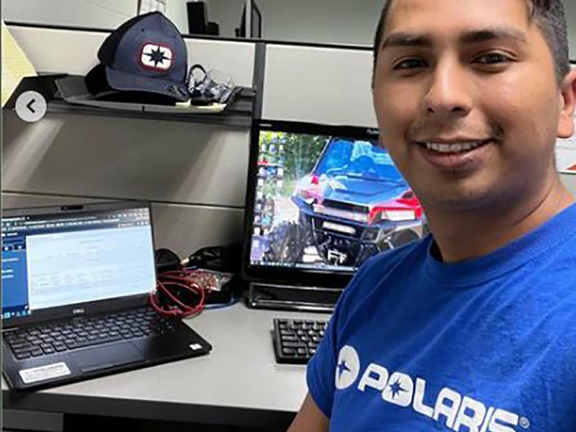 Student Walter Fernandez, an information and communication technologies major, worked at Polaris Industries in Osceola, his hometown.