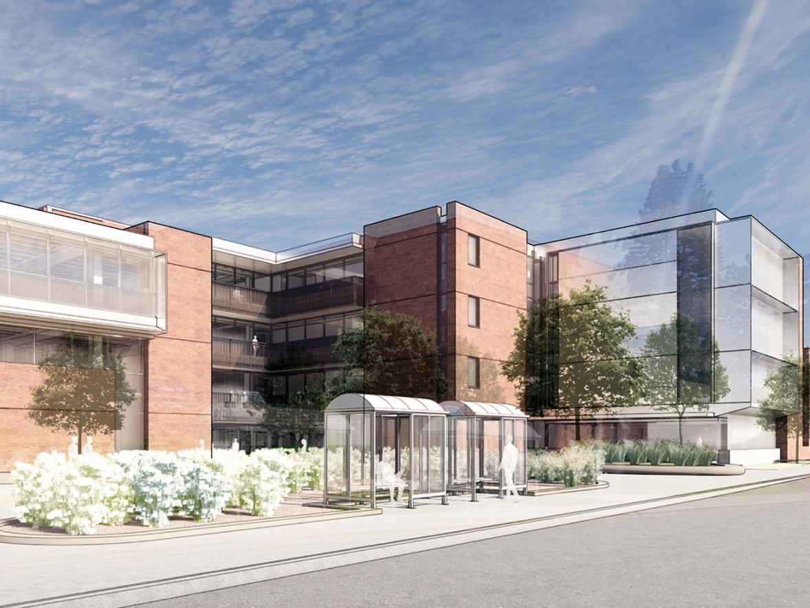 A renovated Heritage Hall at UW-Stout would feature new entrances on both sides of the building along with updated classrooms, labs and mechanical systems.