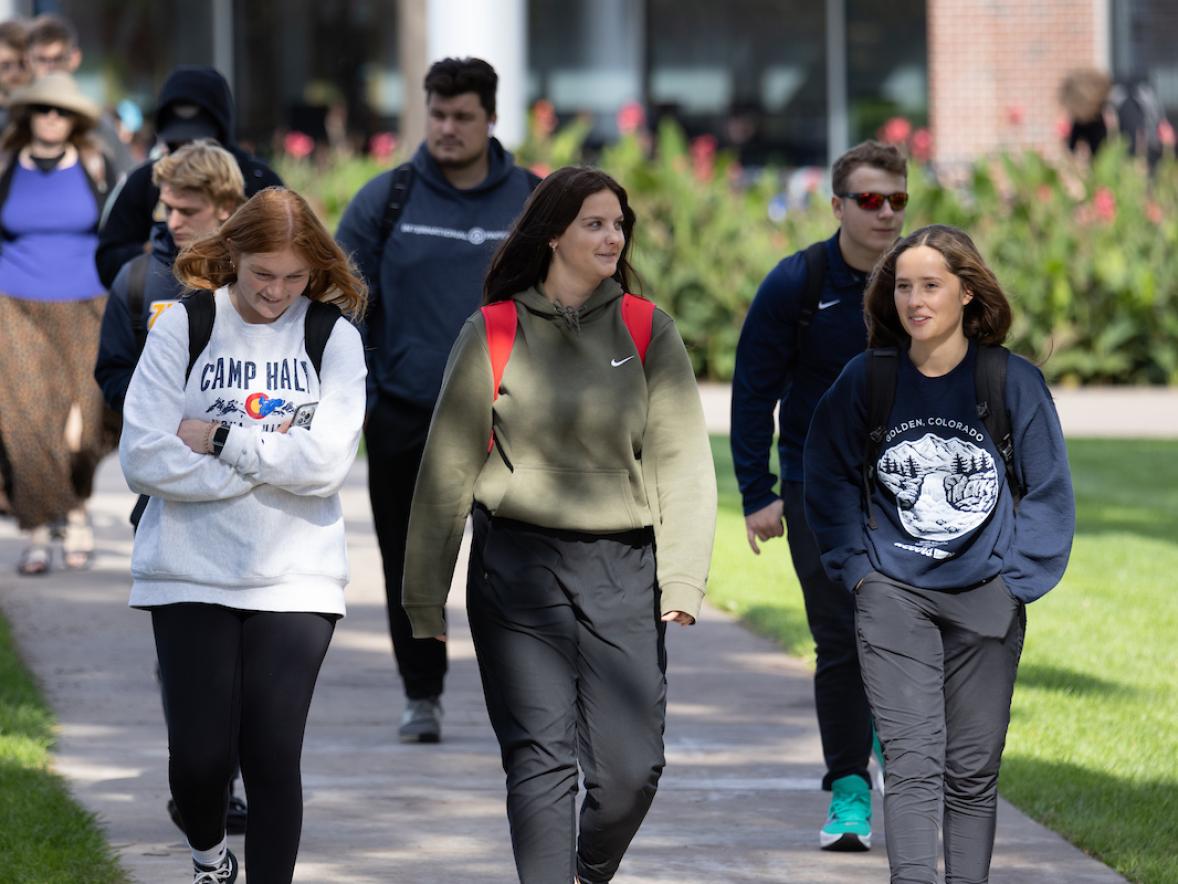 Students walking on campus