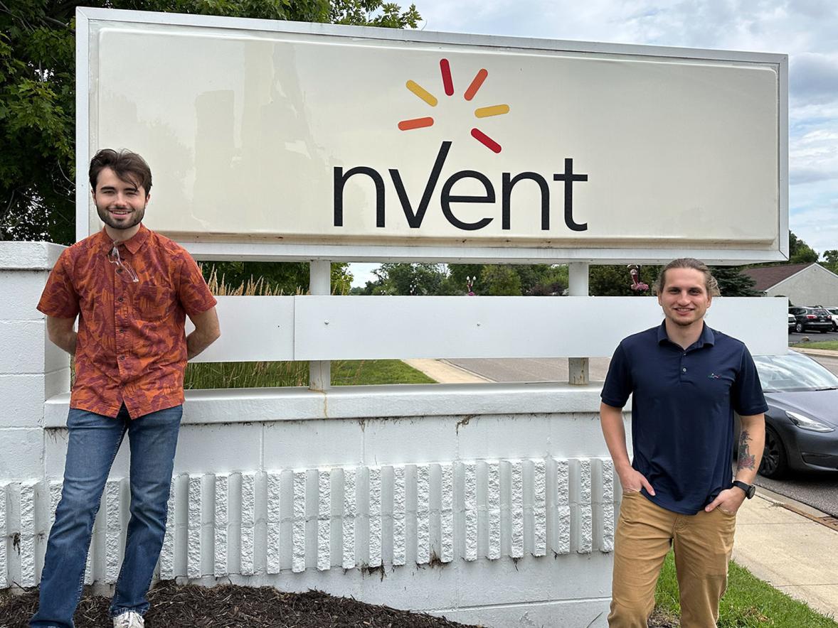 CEE students Evan Pettit and Easton Sailer at nVent