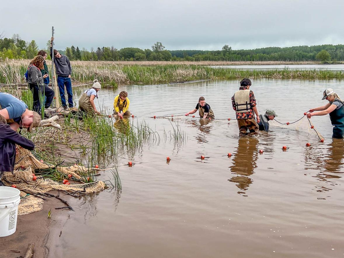 Summer ichthyology students on Lake Superior