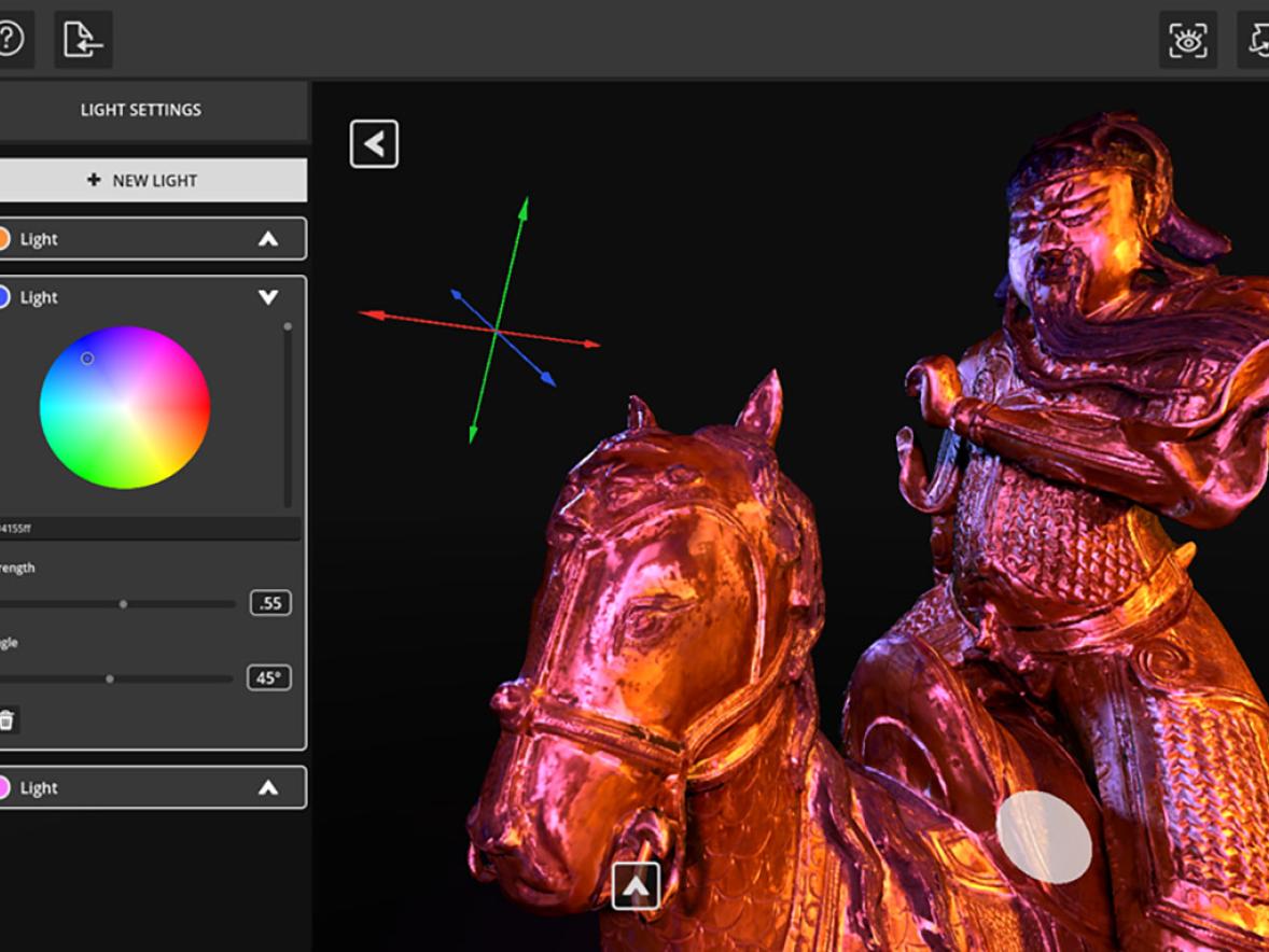 A computer screen shows the Kintsugi 3D software.
