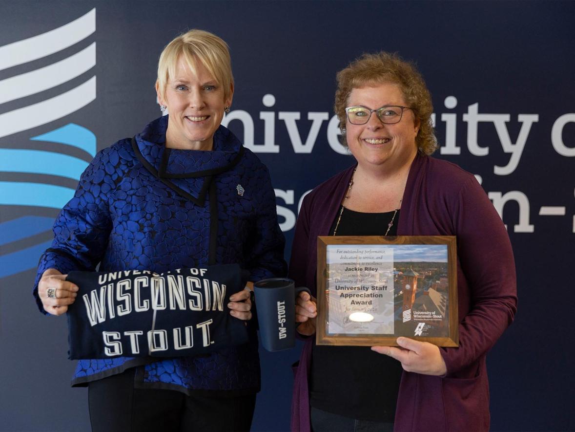 Jackie Riley and Chancellor Katherine Frank