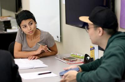 International UW-Stout student, Clede Salinas Antezana, participates in Summer in the Midwest program, for adult ESL learners.