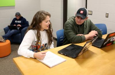 Students in the Weidner Center Study Lounge at UW-Stout.