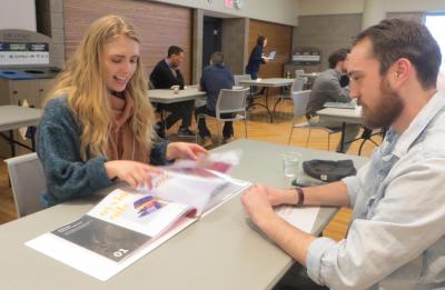 Emily Wettergren, GDIM student at UW-Stout's Portfolio Review Day, 2019.