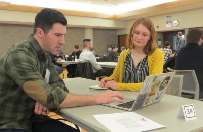Kat Klyve, Entertainment Design student at UW-Stout's Portfolio Review Day, 2019.