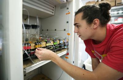 UW-Stout student in an Aquatic Biology course.
