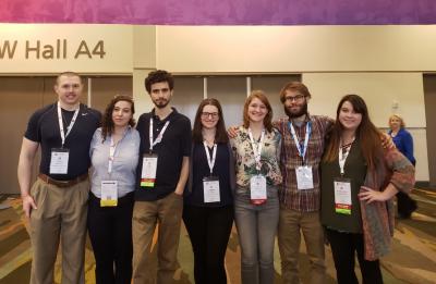 UW-Stout ASBMB members posing under the Experimental Biology 2019 banner.