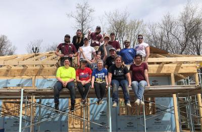 UW-Stout’s Habitat for Humanity student chapter at a worksite in North Carolina, March 2019.